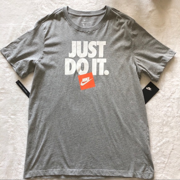 Nike | Shirts | Nike Just Do It Grey Short Sleeve Tee | Poshmark